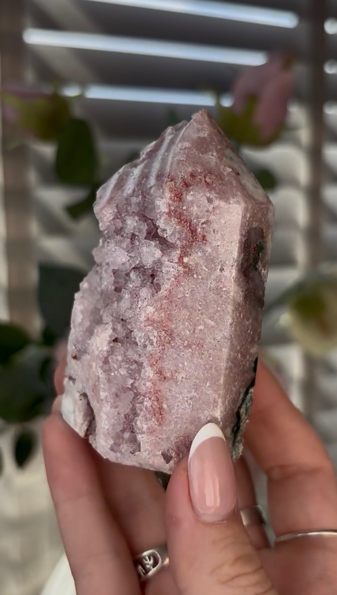 Beautiful, Pink amethyst tower with Jasper 8.5cm(h) by 5cm(w)