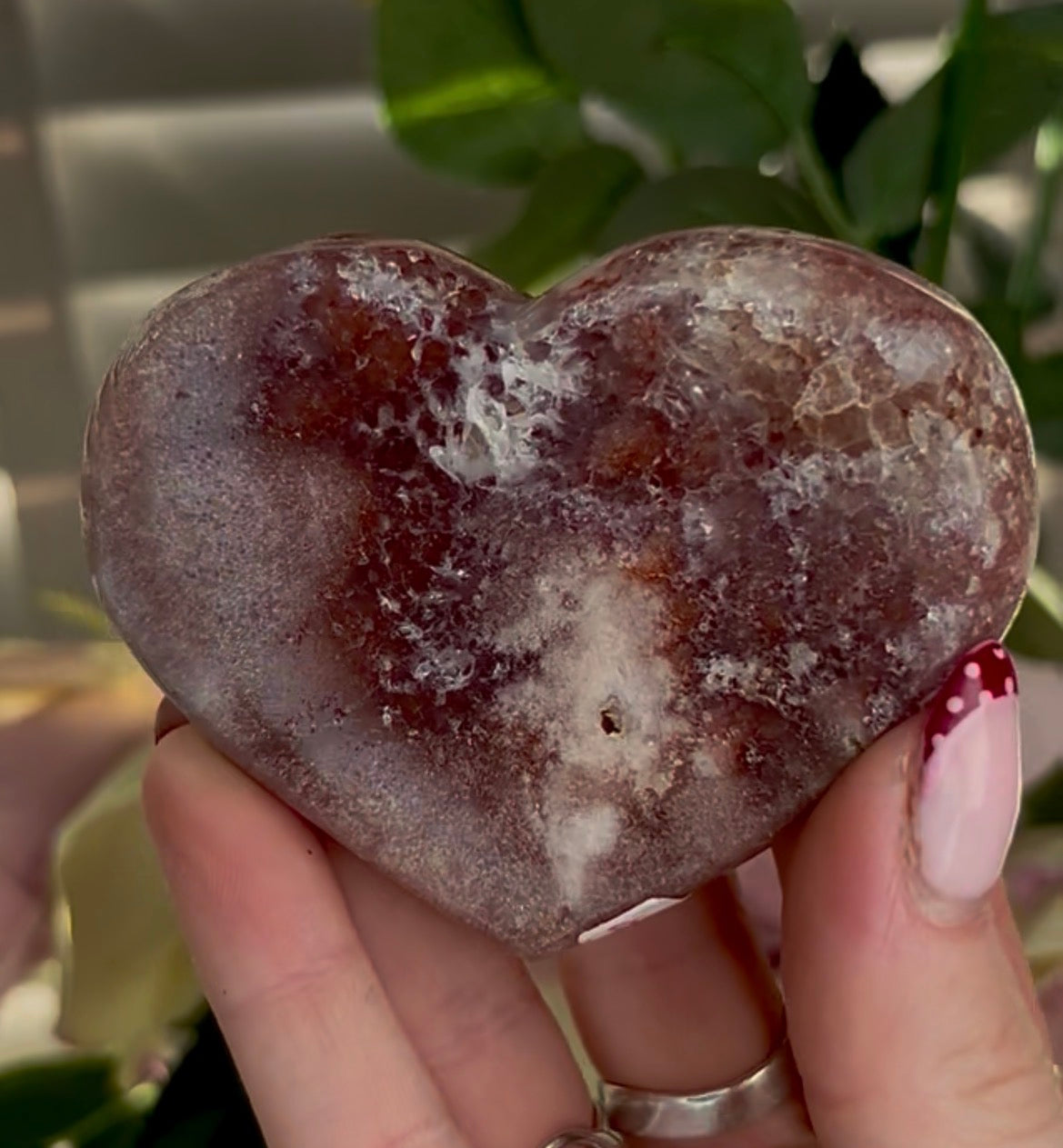 pink amethyst heart - comes with stand