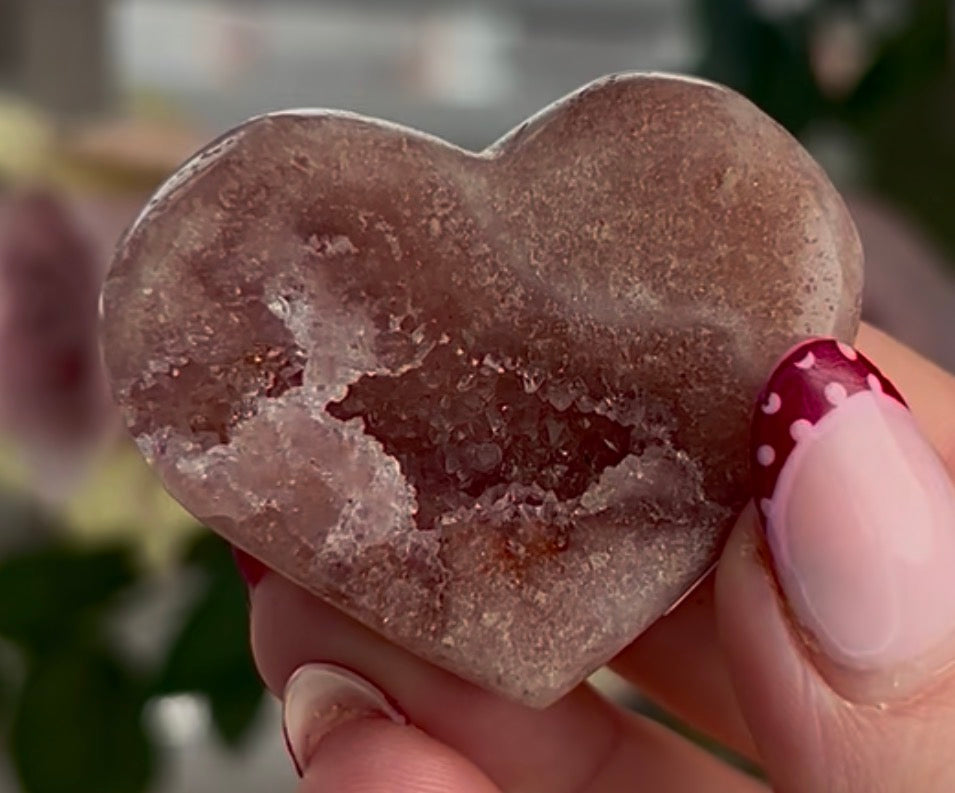 mini pink amethyst heart  - comes with stand