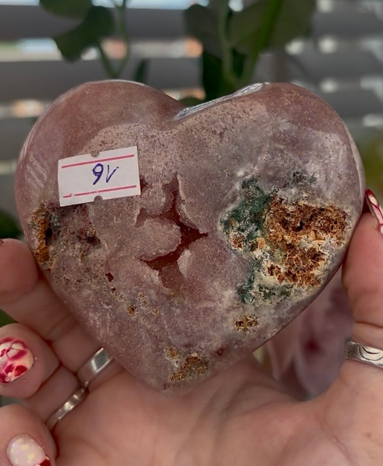 Beautiful druzy pink amethyst heart - comes with stand (8.8cm)