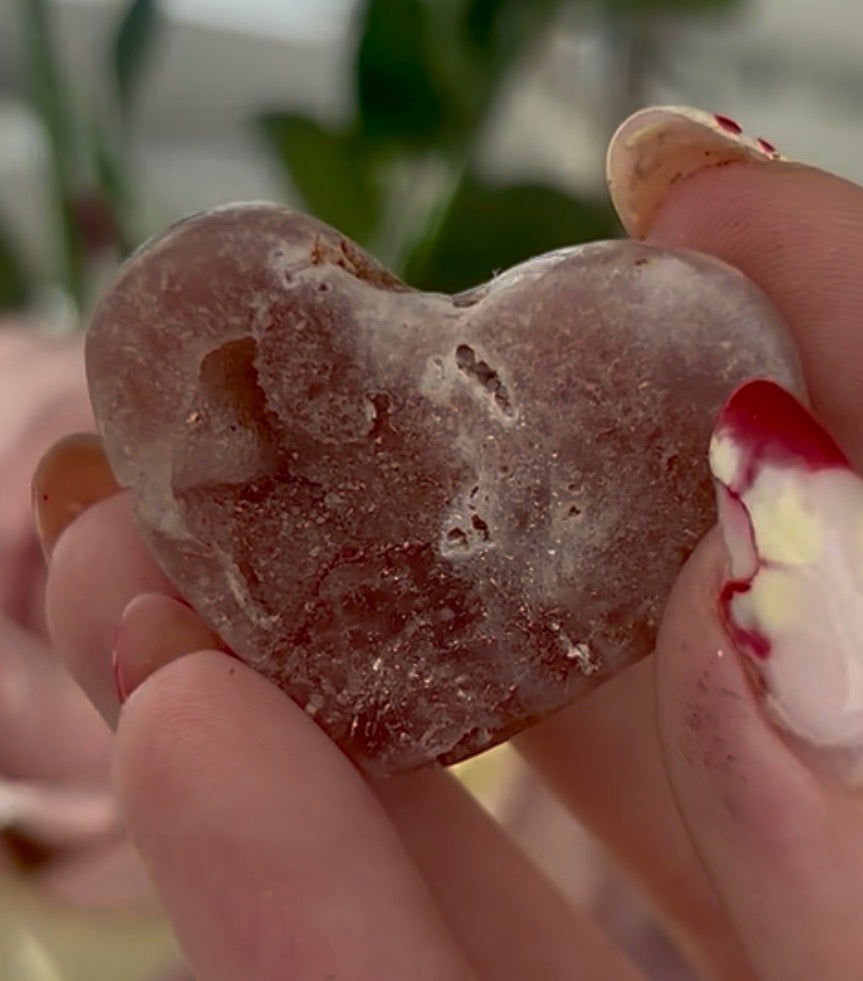 Mini pink amethyst heart - comes with stand