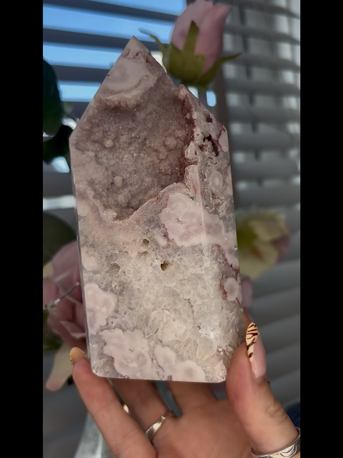 Beautiful, chunky Pink amethyst tower 15cm 615g PAT42