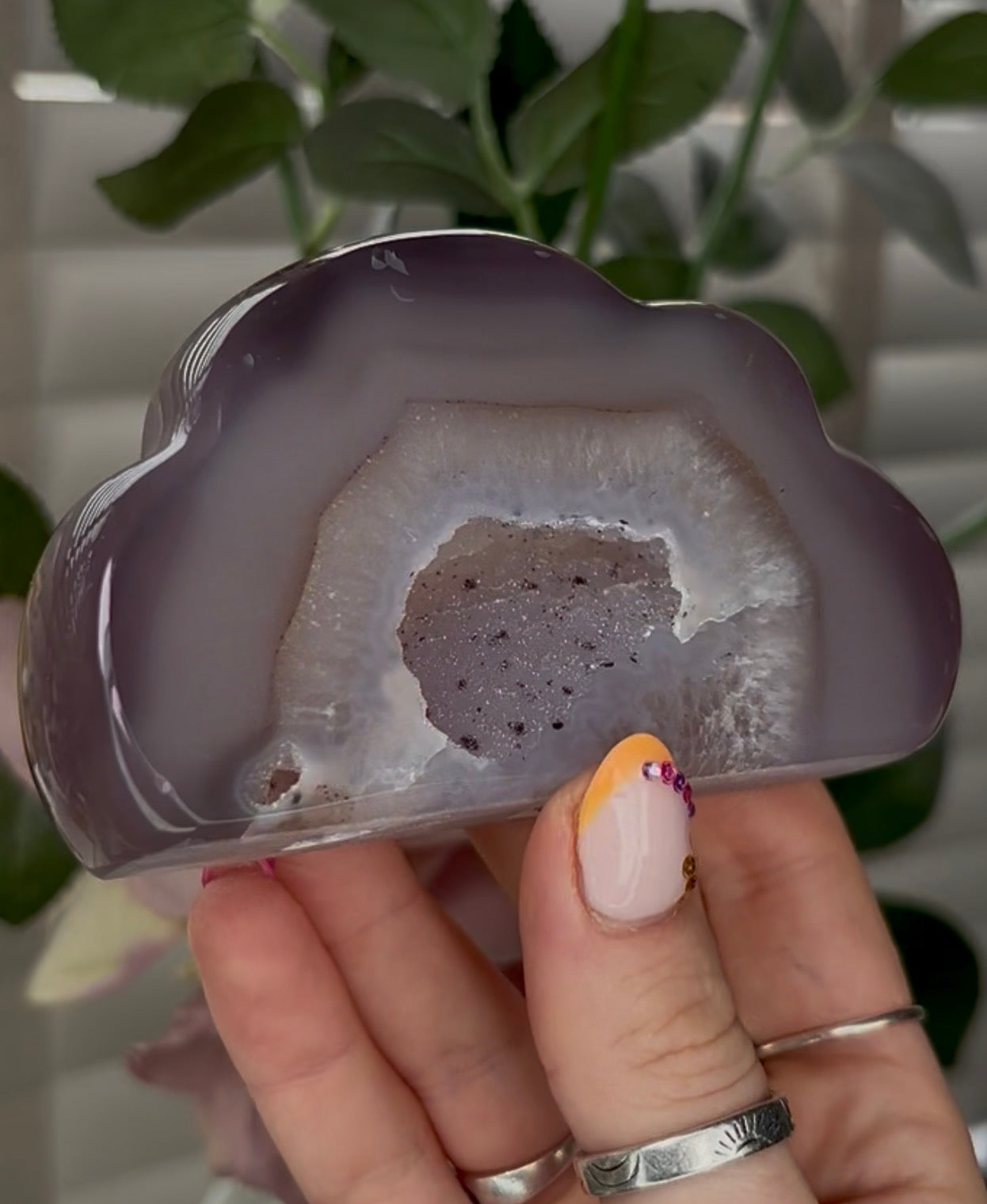 Beautiful, high grade, agate cloud with druzy