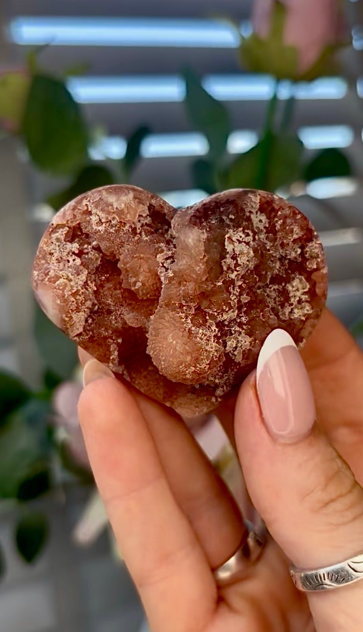 Gorgeous, pink amethyst heart - comes with stand