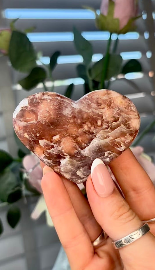 Gorgeous, pink amethyst heart - comes with stand