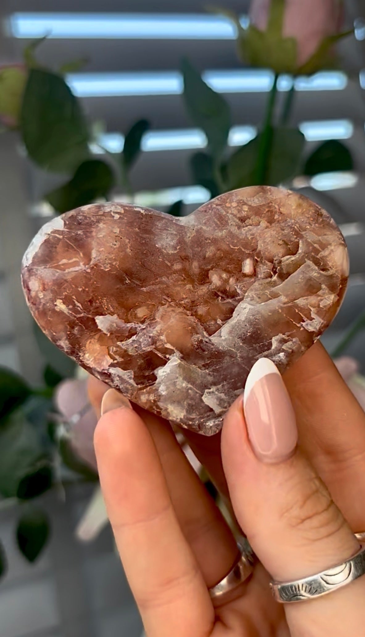 Gorgeous, pink amethyst heart - comes with stand