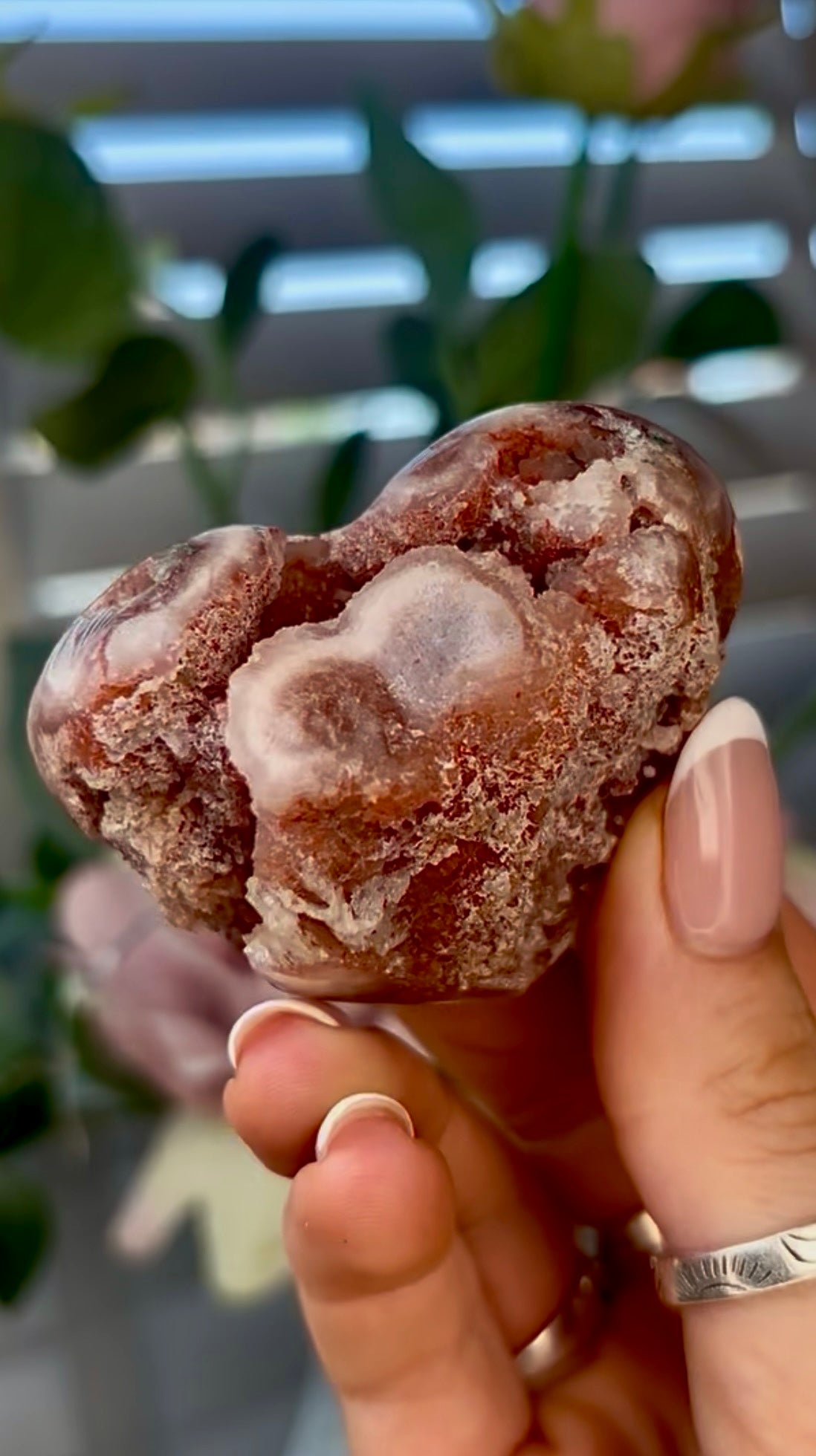 Gorgeous, pink amethyst heart - comes with stand