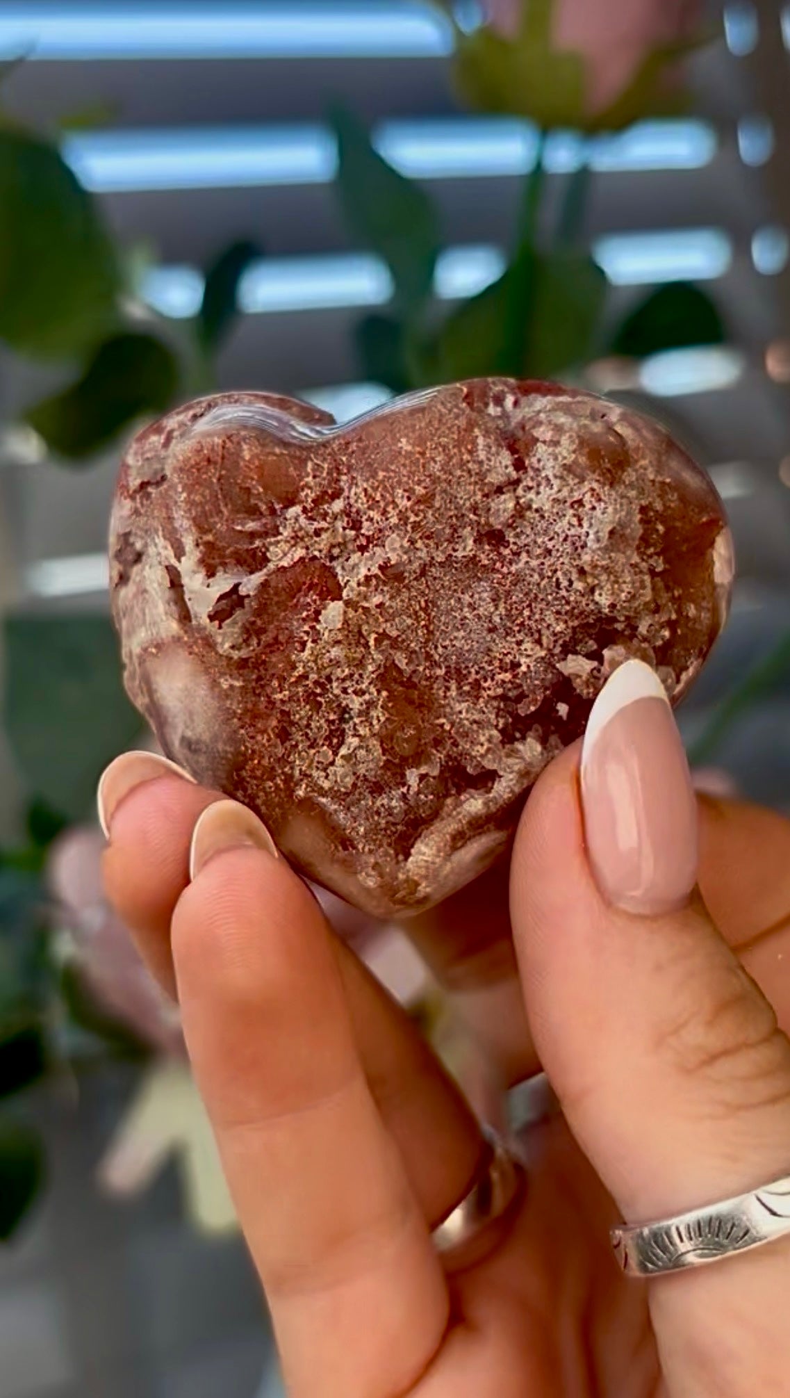 Gorgeous, pink amethyst heart - comes with stand