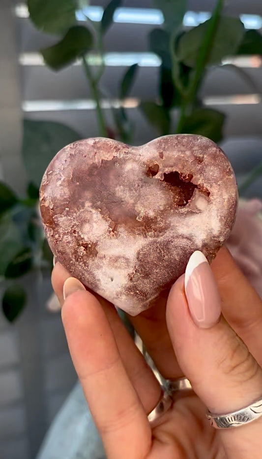 Gorgeous, pink amethyst heart - comes with stand