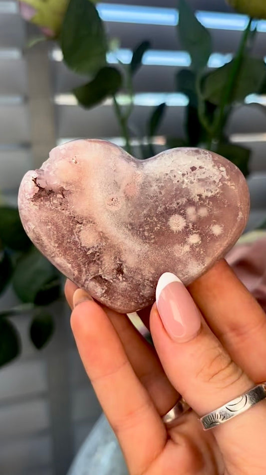 Gorgeous, pink amethyst heart - comes with stand
