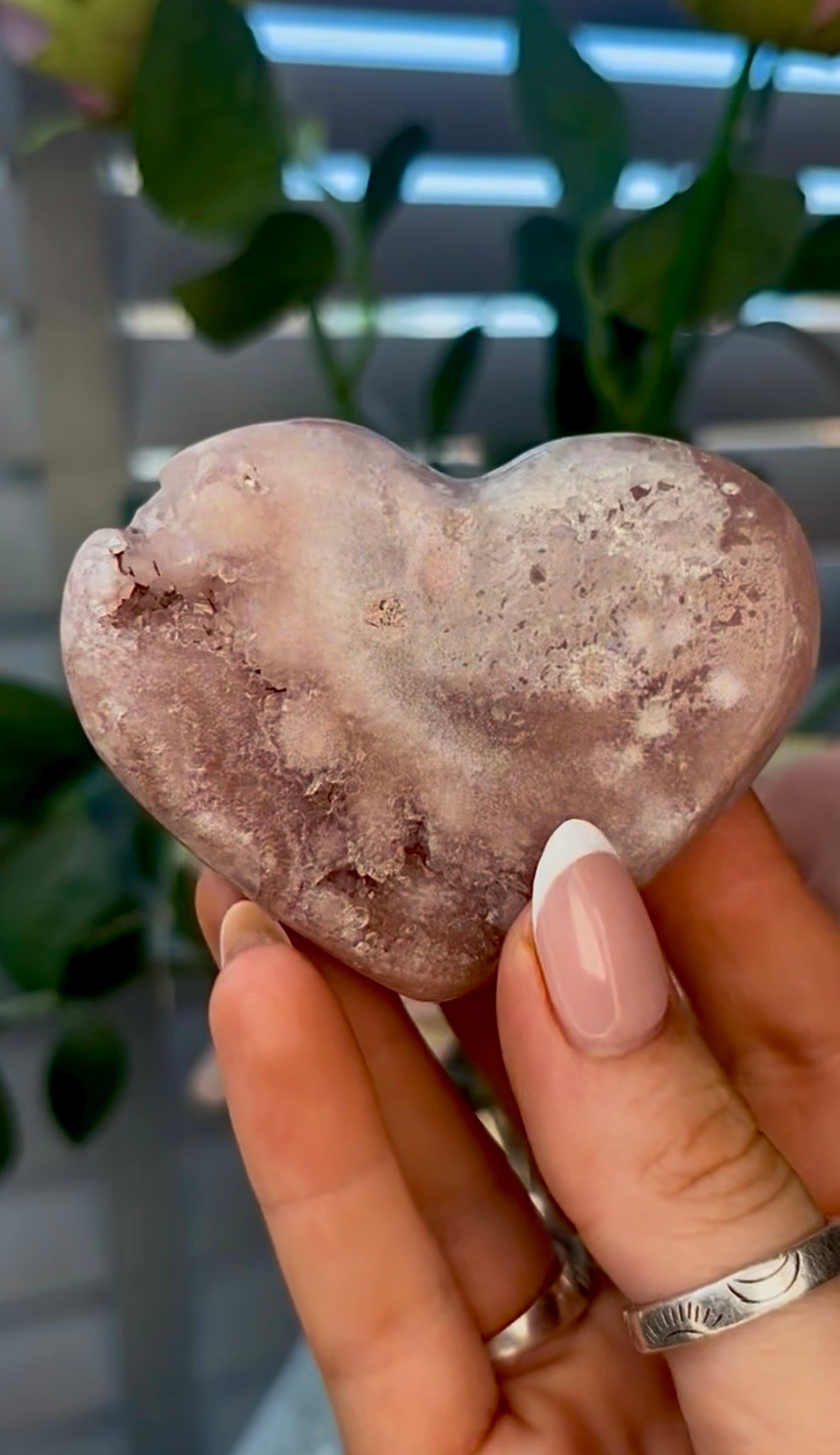 Gorgeous, pink amethyst heart - comes with stand