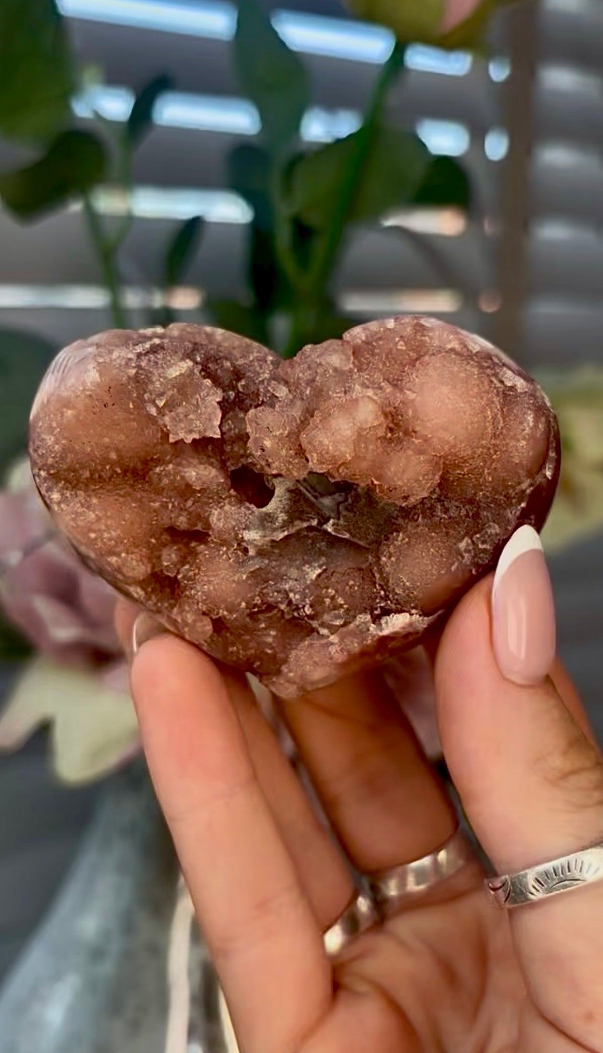 Gorgeous, pink amethyst heart - comes with stand