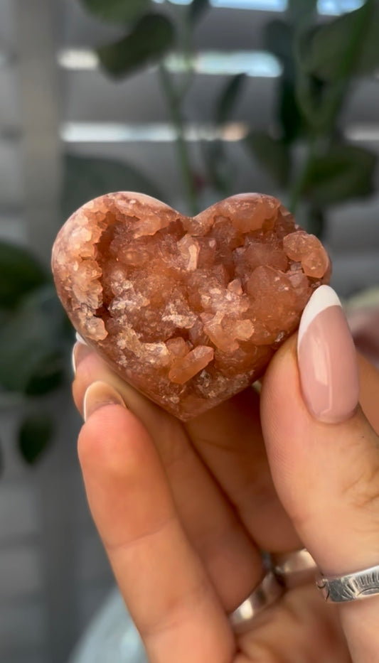 Gorgeous, pink amethyst heart - comes with stand