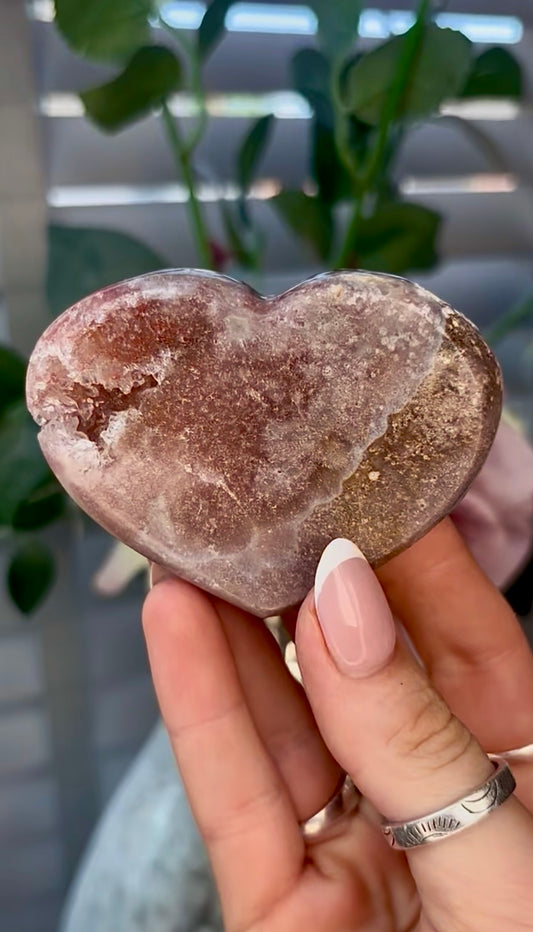 Gorgeous, pink amethyst heart - comes with stand