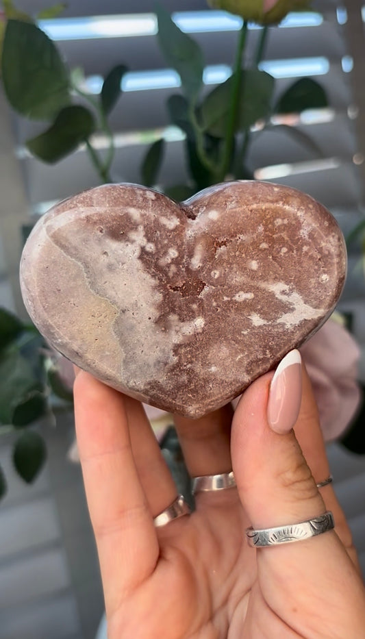Gorgeous, pink amethyst heart - comes with stand