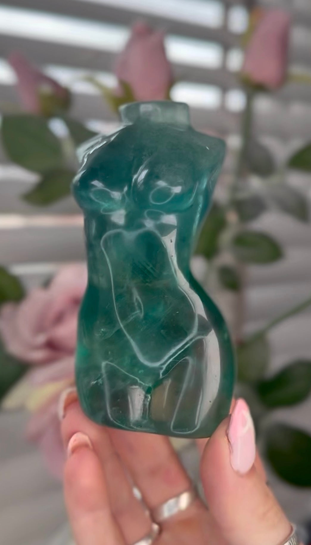 High grade, green fluorite, curvy lady body
