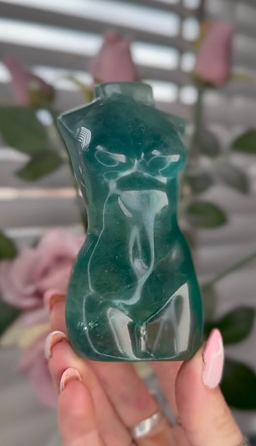 High grade, green fluorite, curvy lady body