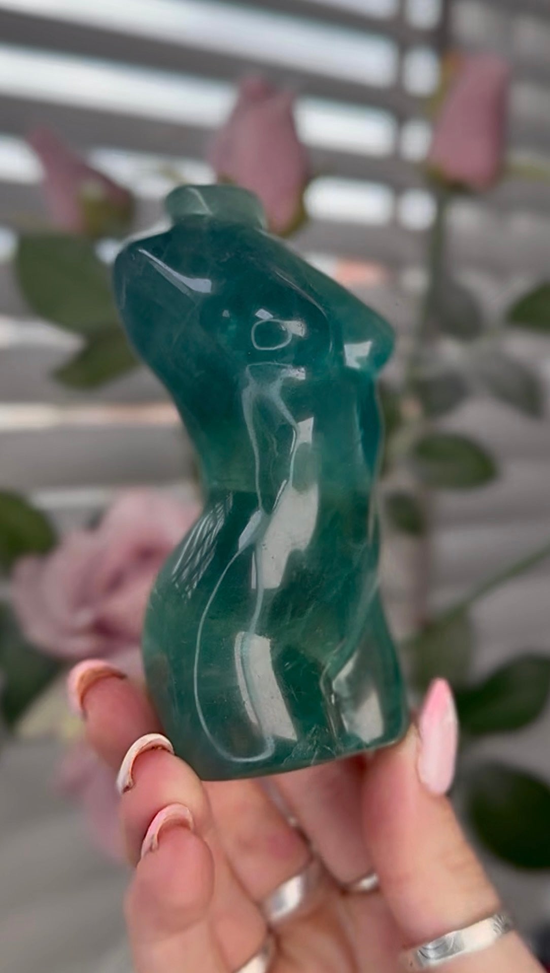 High grade, green fluorite, curvy lady body