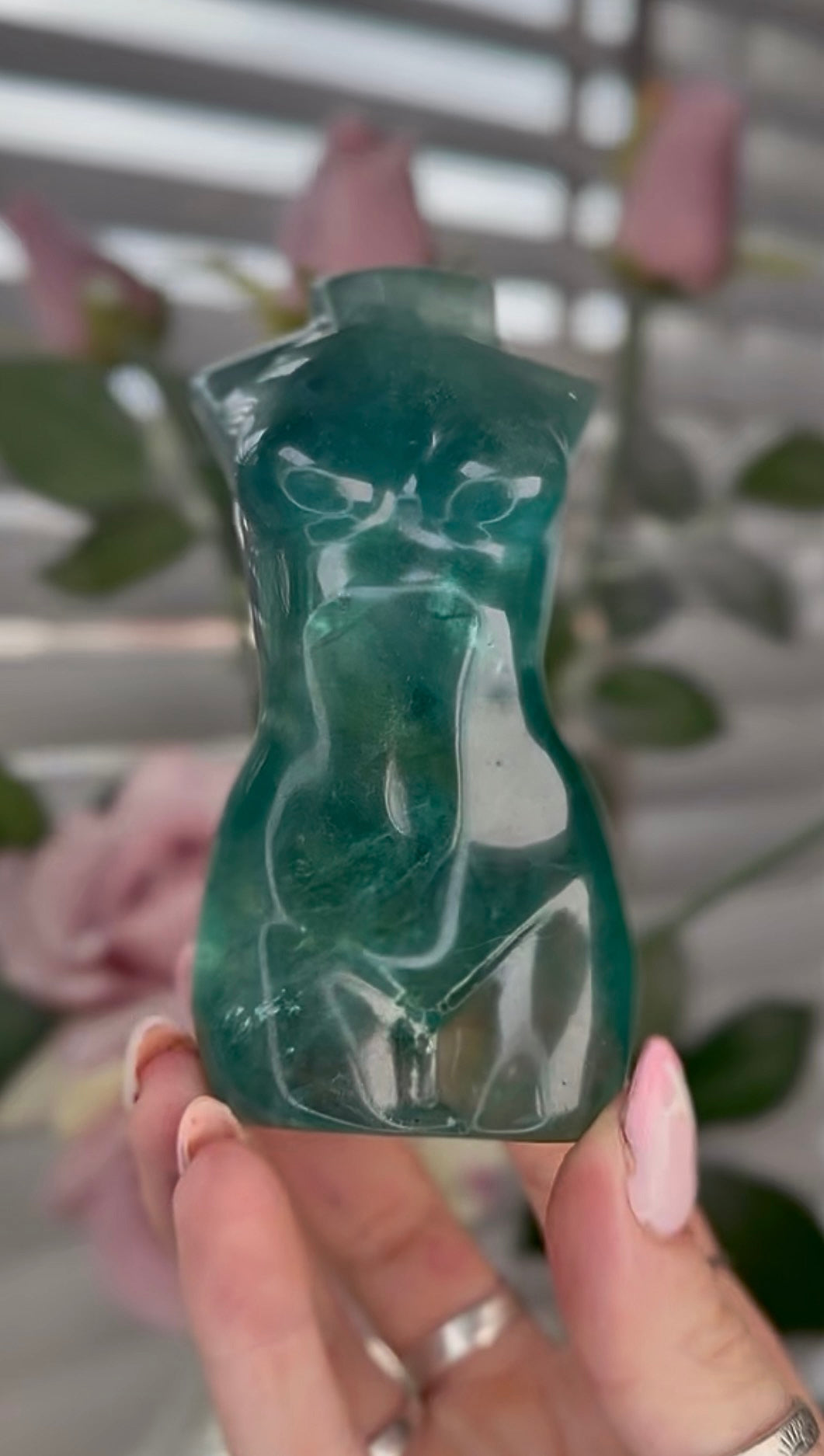 High grade, green fluorite, curvy lady body