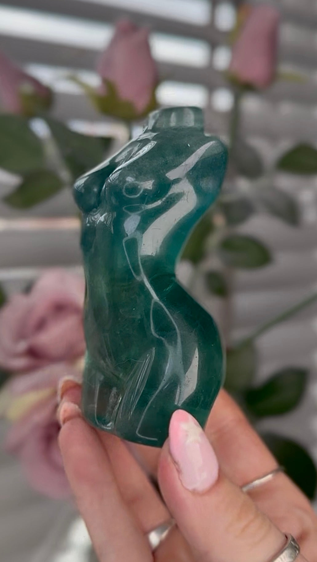 High grade, green fluorite, curvy lady body