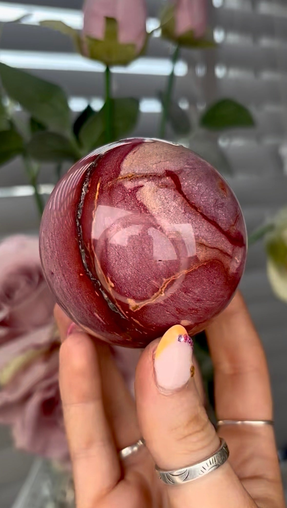 High quality mookaite jasper sphere  6.5cm