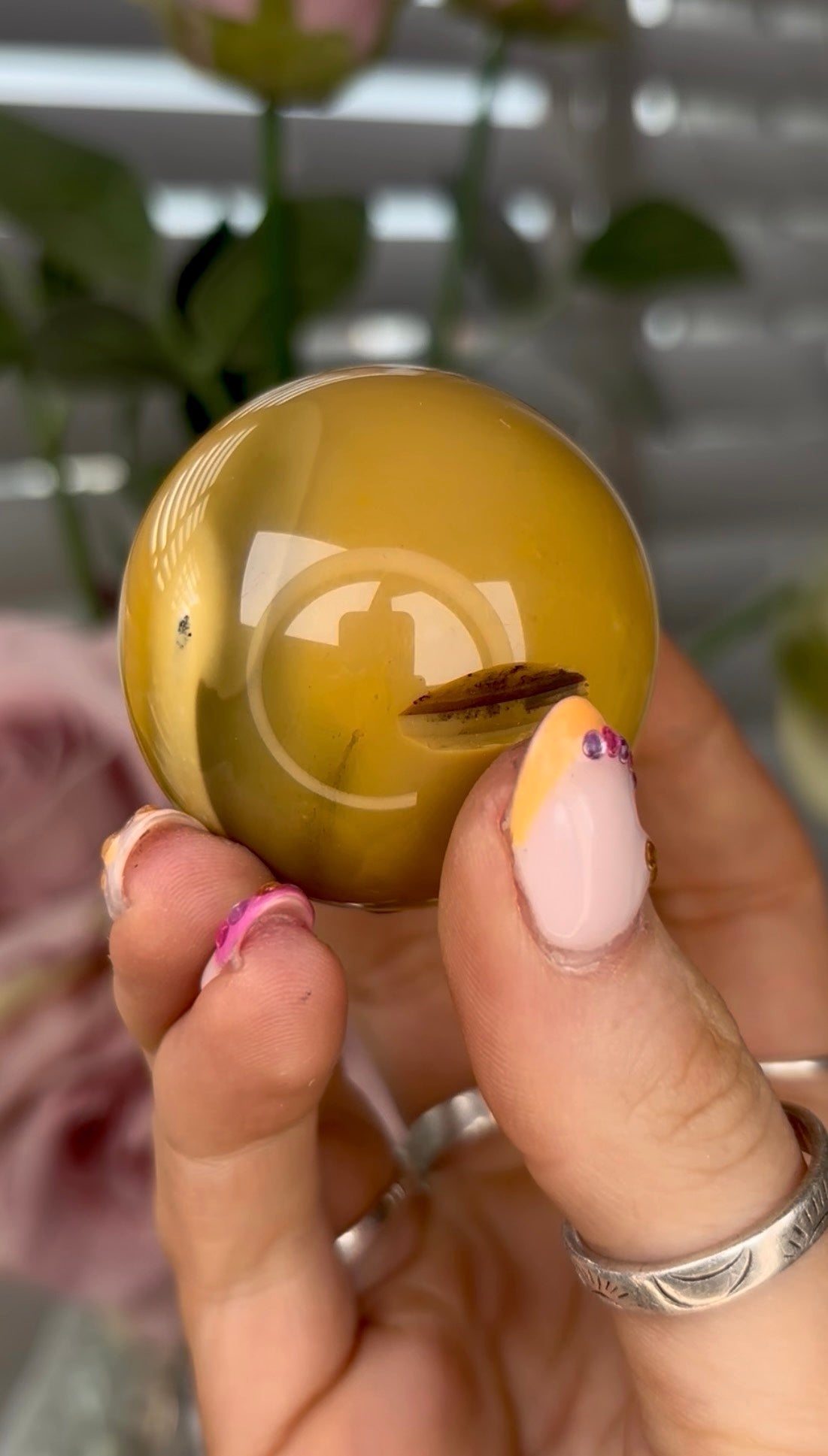 High quality, mookaite jasper sphere with natural indent (see photos)  4.5cm