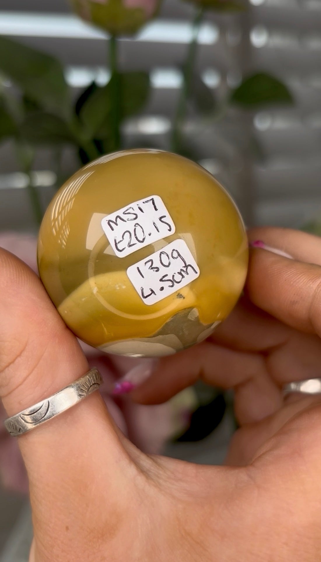 High quality, mookaite jasper sphere with natural indent (see photos)  4.5cm
