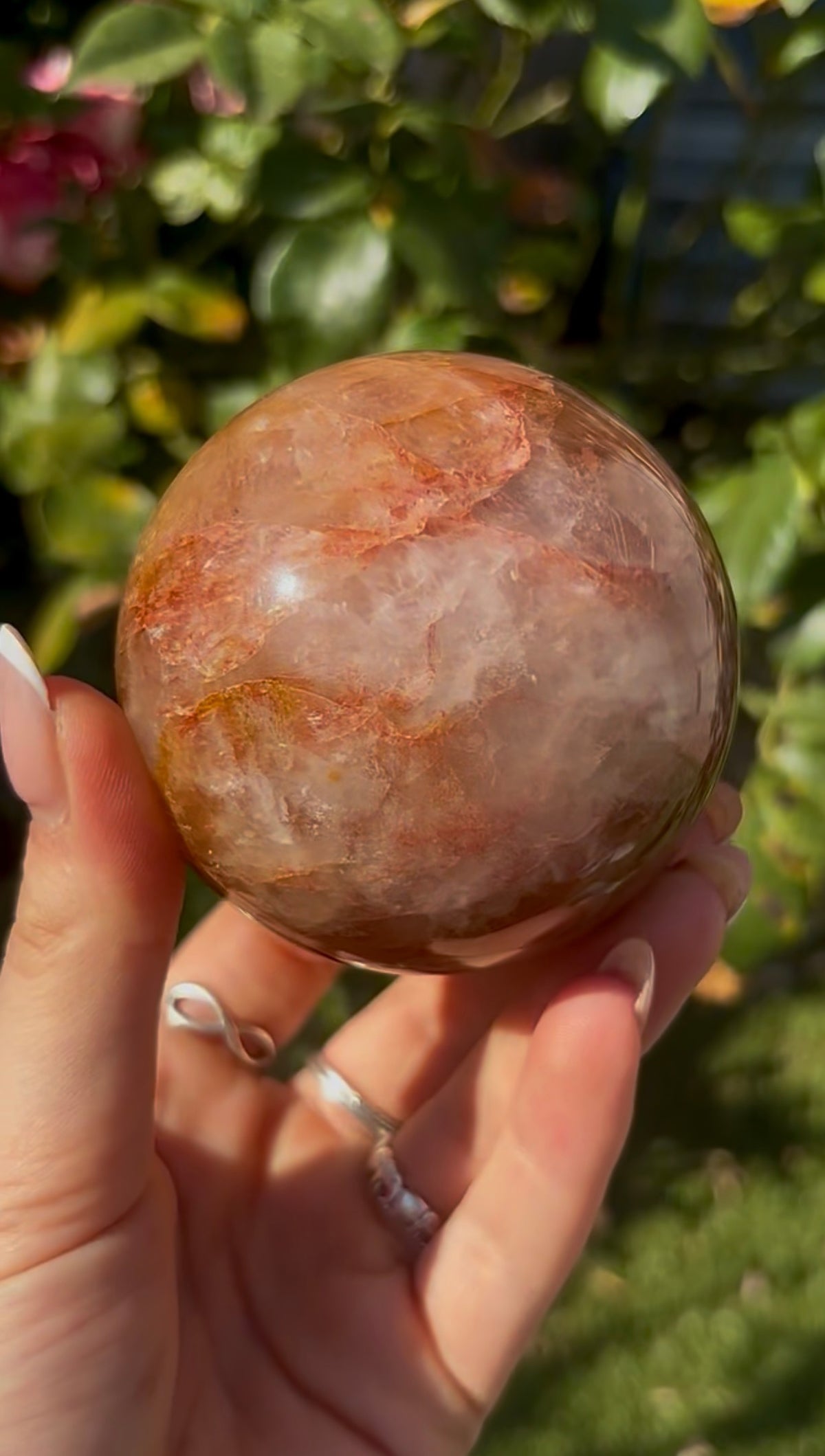 Fire quartz with golden healer sphere -7.1cm