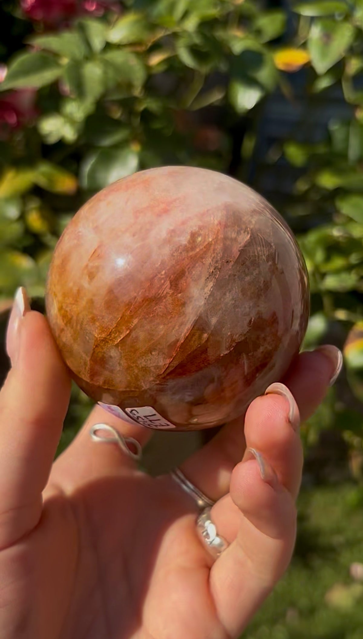 Fire quartz with golden healer sphere -7.1cm
