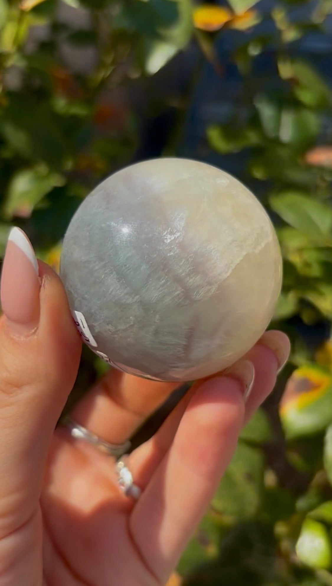 High grade, lemon candy, striped rainbow fluorite sphere - 5cm