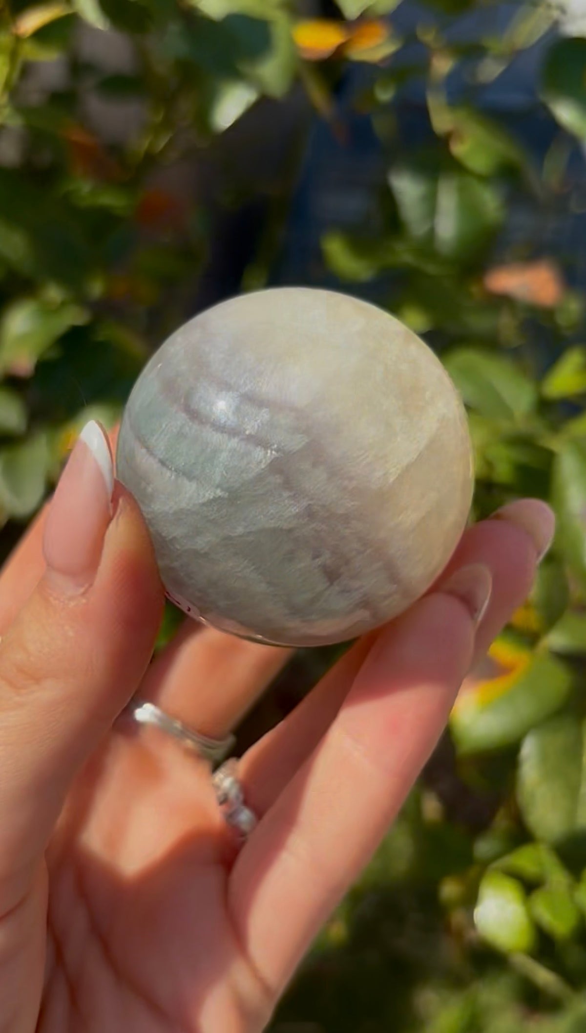 High grade, lemon candy, striped rainbow fluorite sphere - 5cm