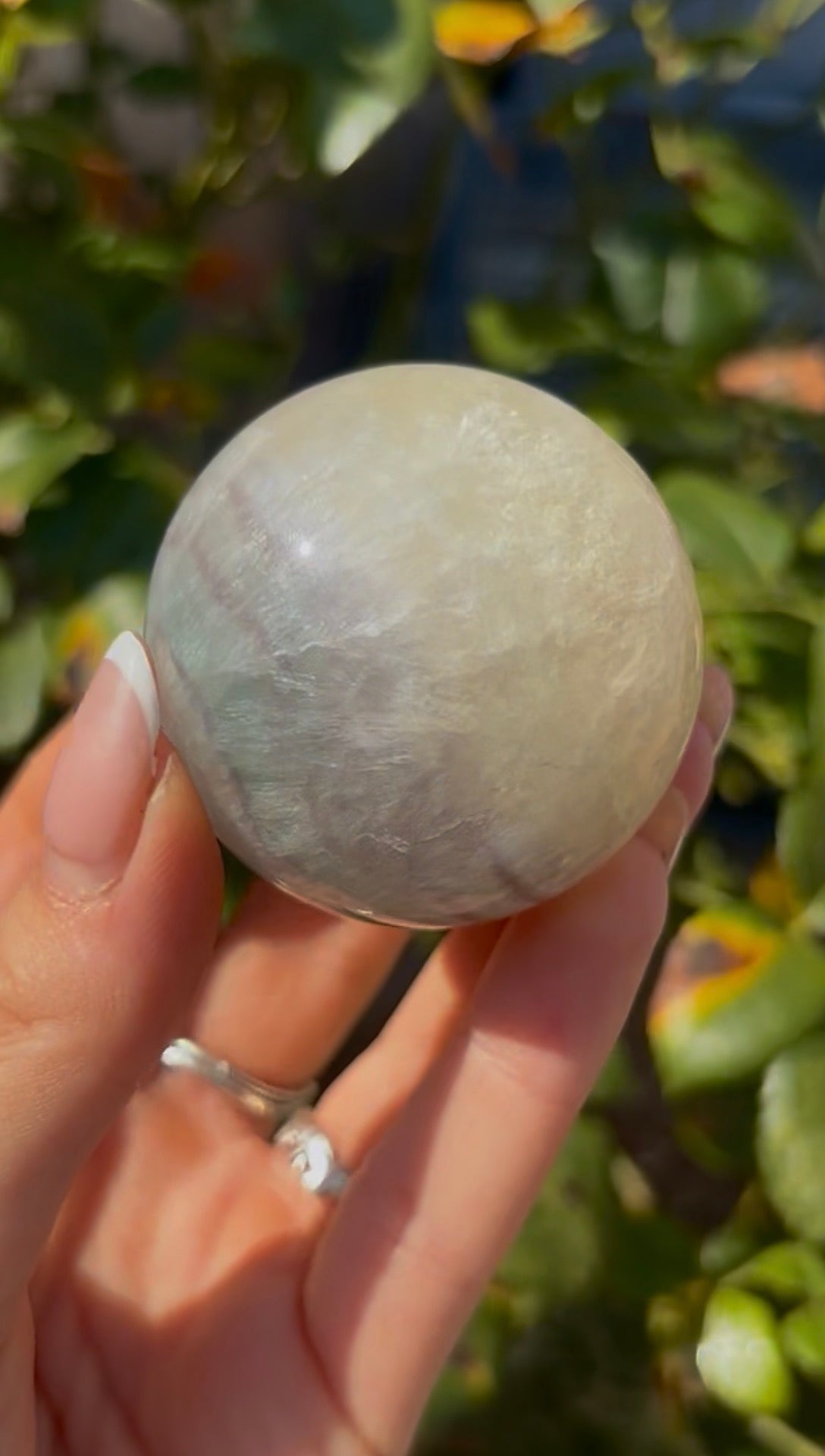 High grade, lemon candy, striped rainbow fluorite sphere - 5cm