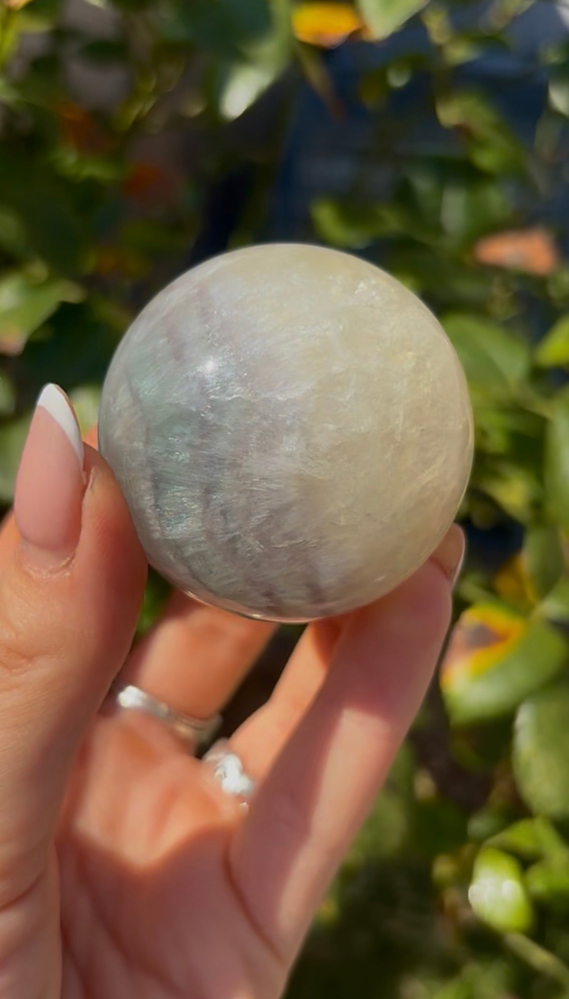 High grade, lemon candy, striped rainbow fluorite sphere - 5cm