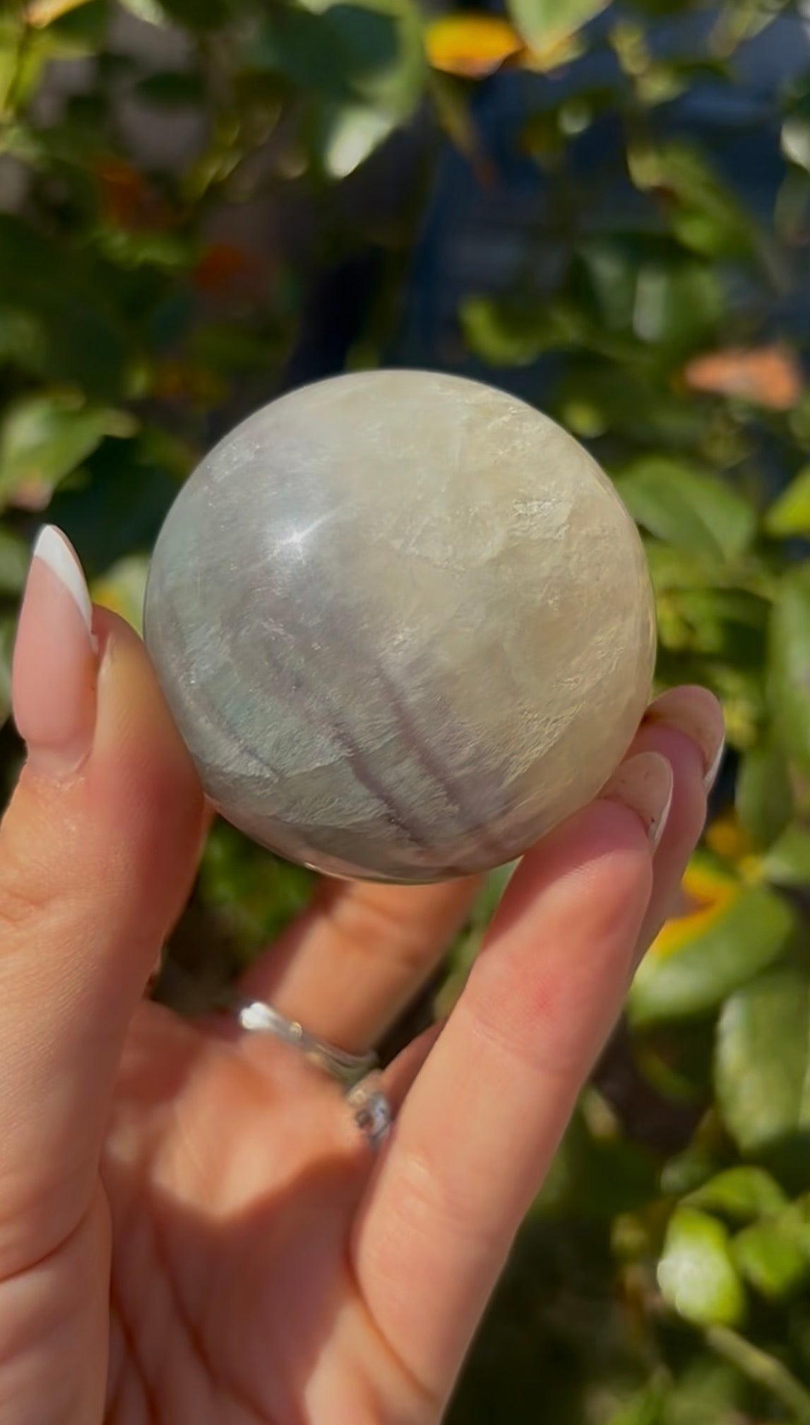 High grade, lemon candy, striped rainbow fluorite sphere - 5cm