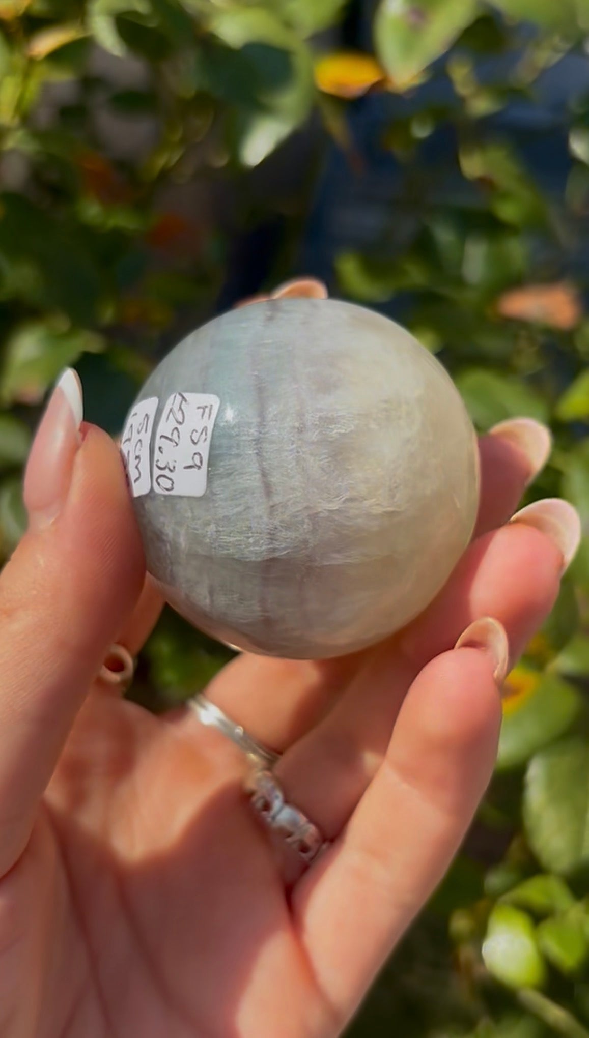 High grade, lemon candy, striped rainbow fluorite sphere - 5cm