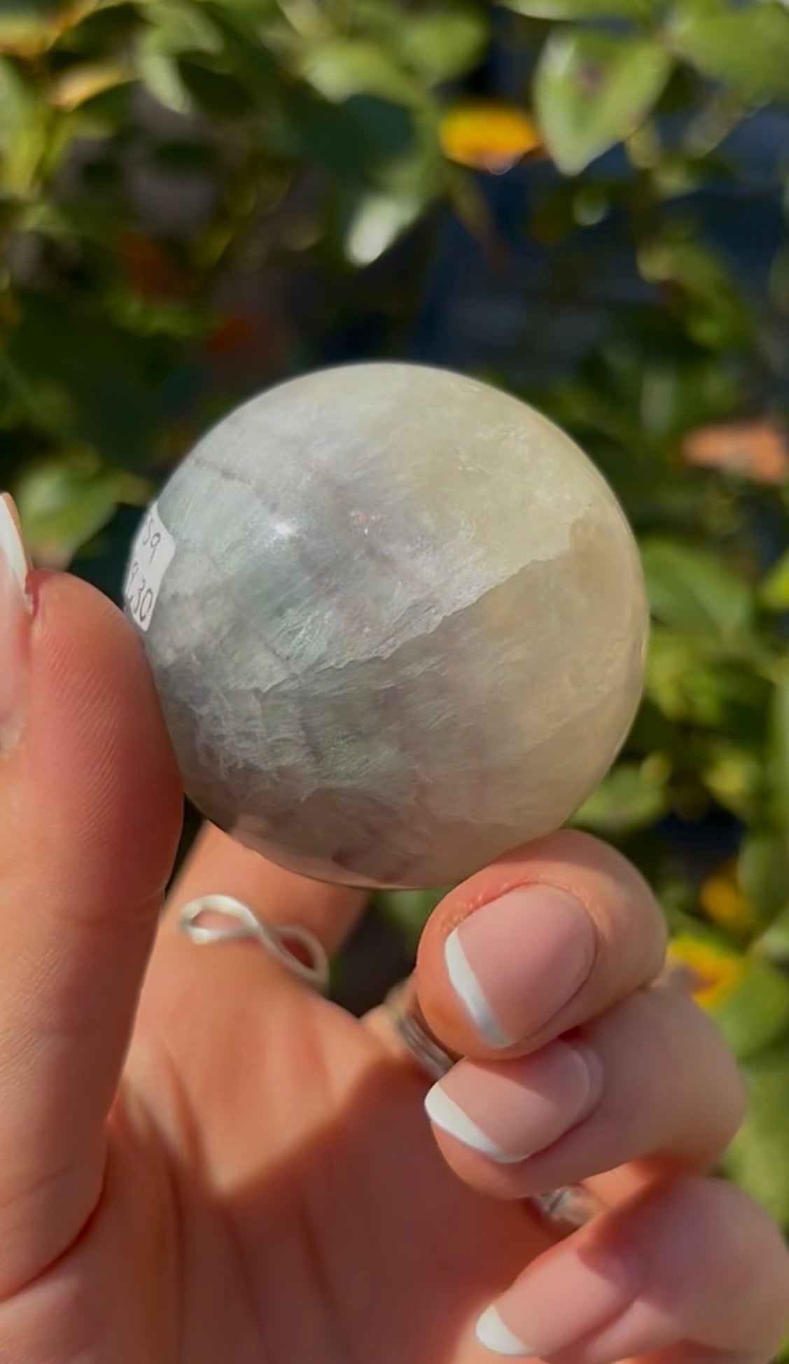 High grade, lemon candy, striped rainbow fluorite sphere - 5cm