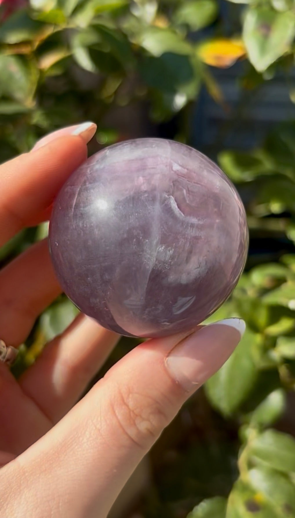High grade, candy striped rainbow fluorite sphere - 5cm