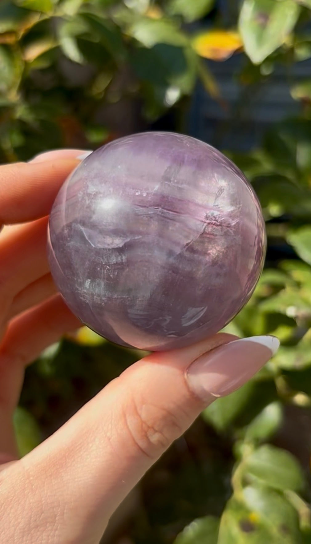 High grade, candy striped rainbow fluorite sphere - 5cm