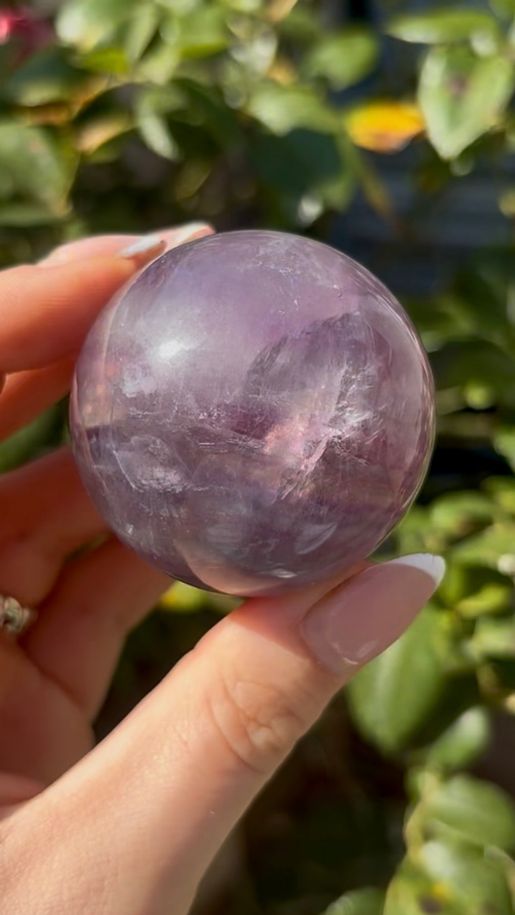 High grade, candy striped rainbow fluorite sphere - 5cm