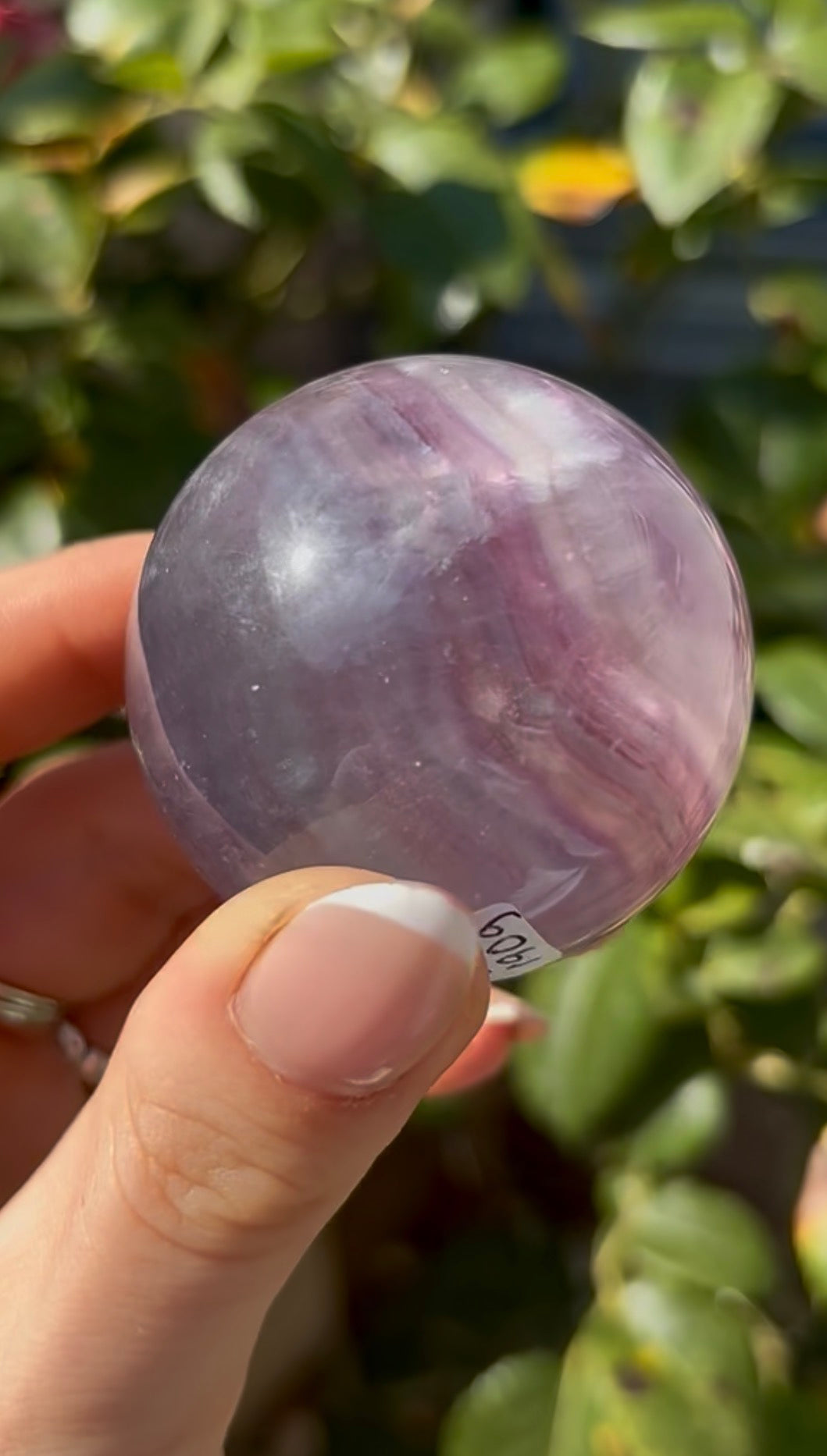 High grade, candy striped rainbow fluorite sphere - 5cm