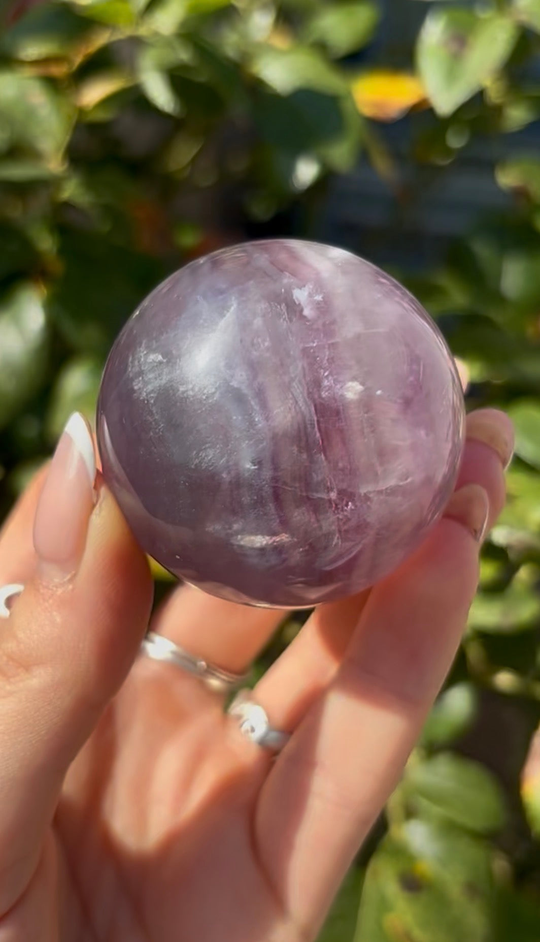 High grade, candy striped rainbow fluorite sphere - 5cm