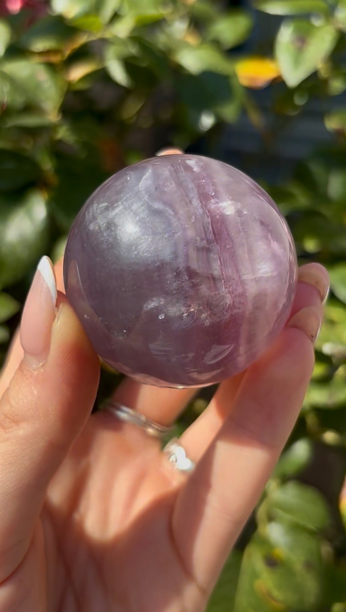 High grade, candy striped rainbow fluorite sphere - 5cm