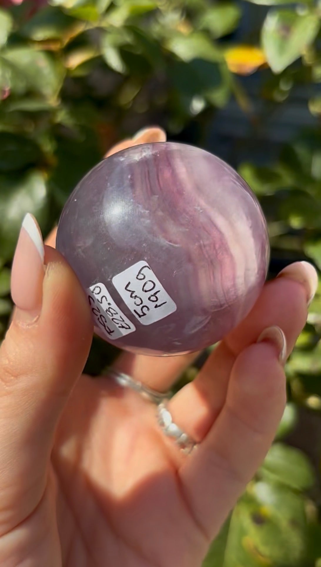 High grade, candy striped rainbow fluorite sphere - 5cm