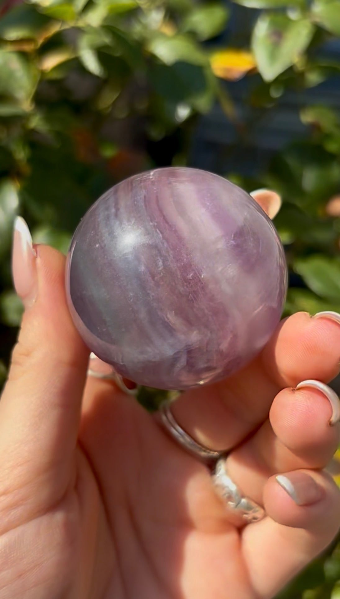 High grade, candy striped rainbow fluorite sphere - 5cm