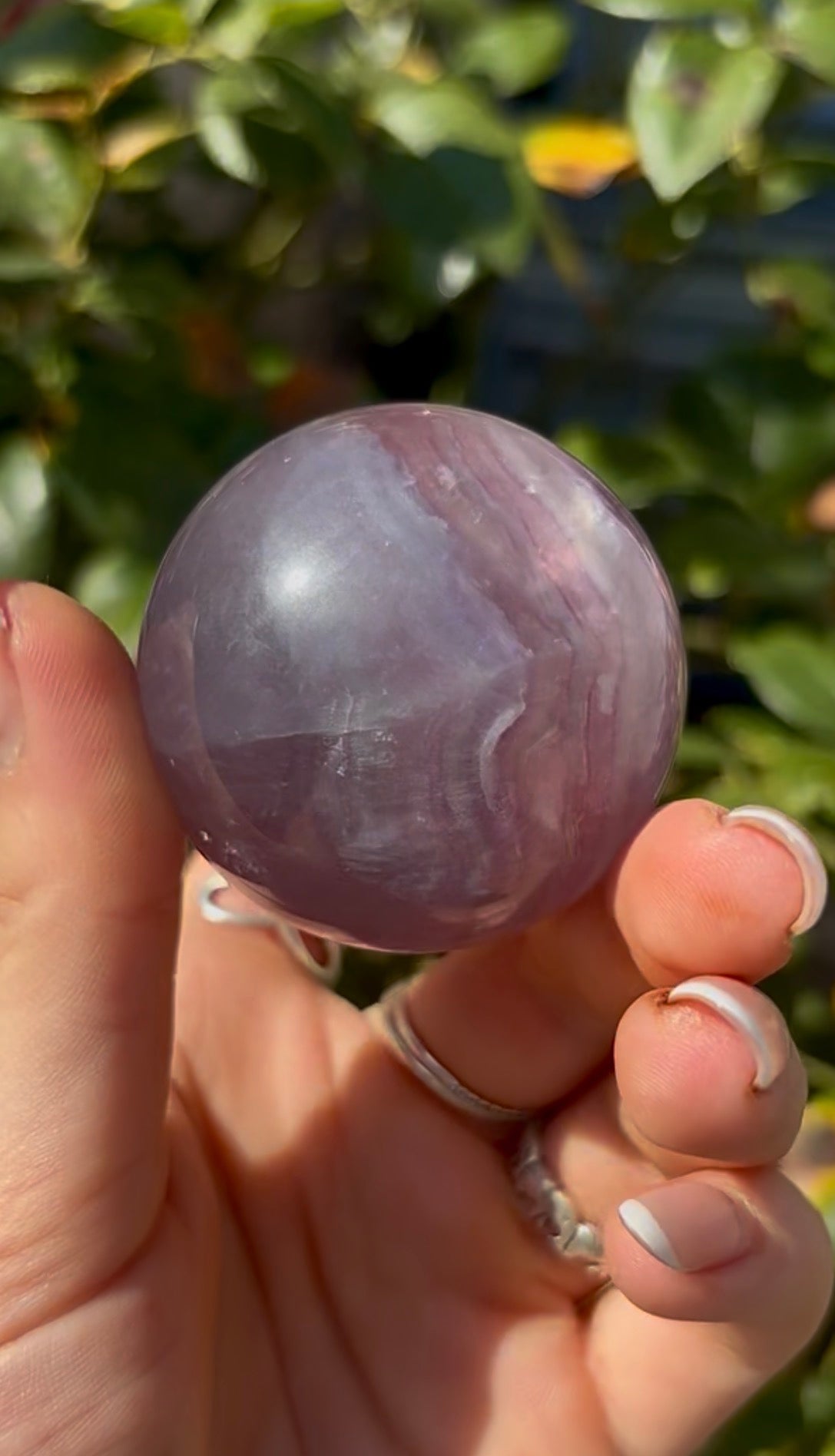 High grade, candy striped rainbow fluorite sphere - 5cm