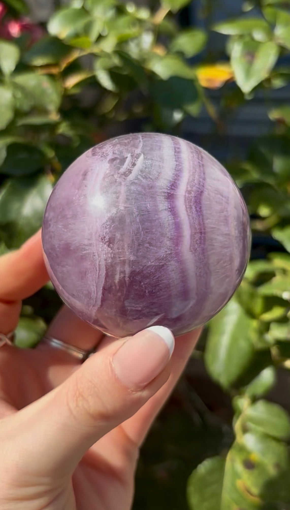 High grade, candy striped rainbow fluorite sphere - 6.3cm