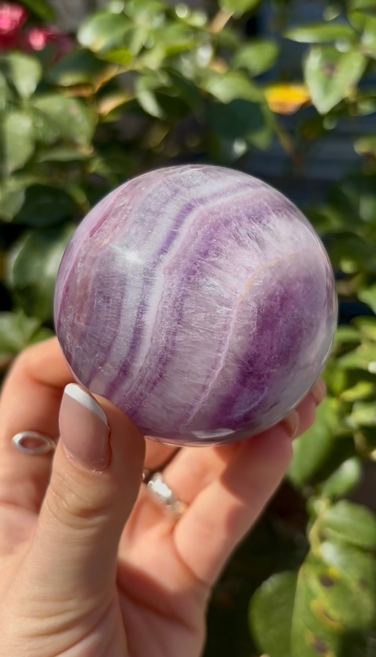 High grade, candy striped rainbow fluorite sphere - 6.3cm