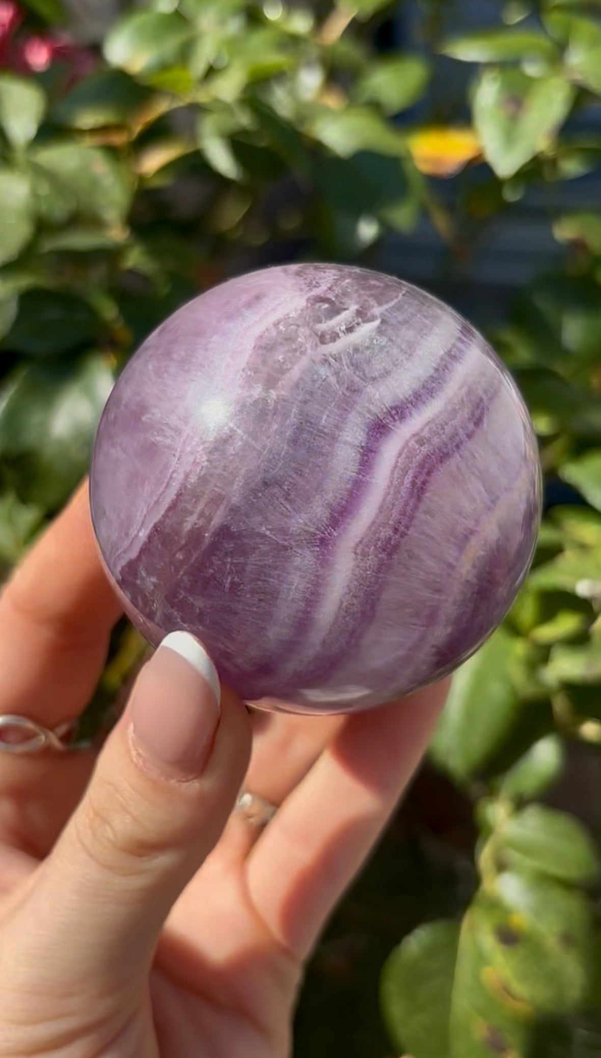 High grade, candy striped rainbow fluorite sphere - 6.3cm
