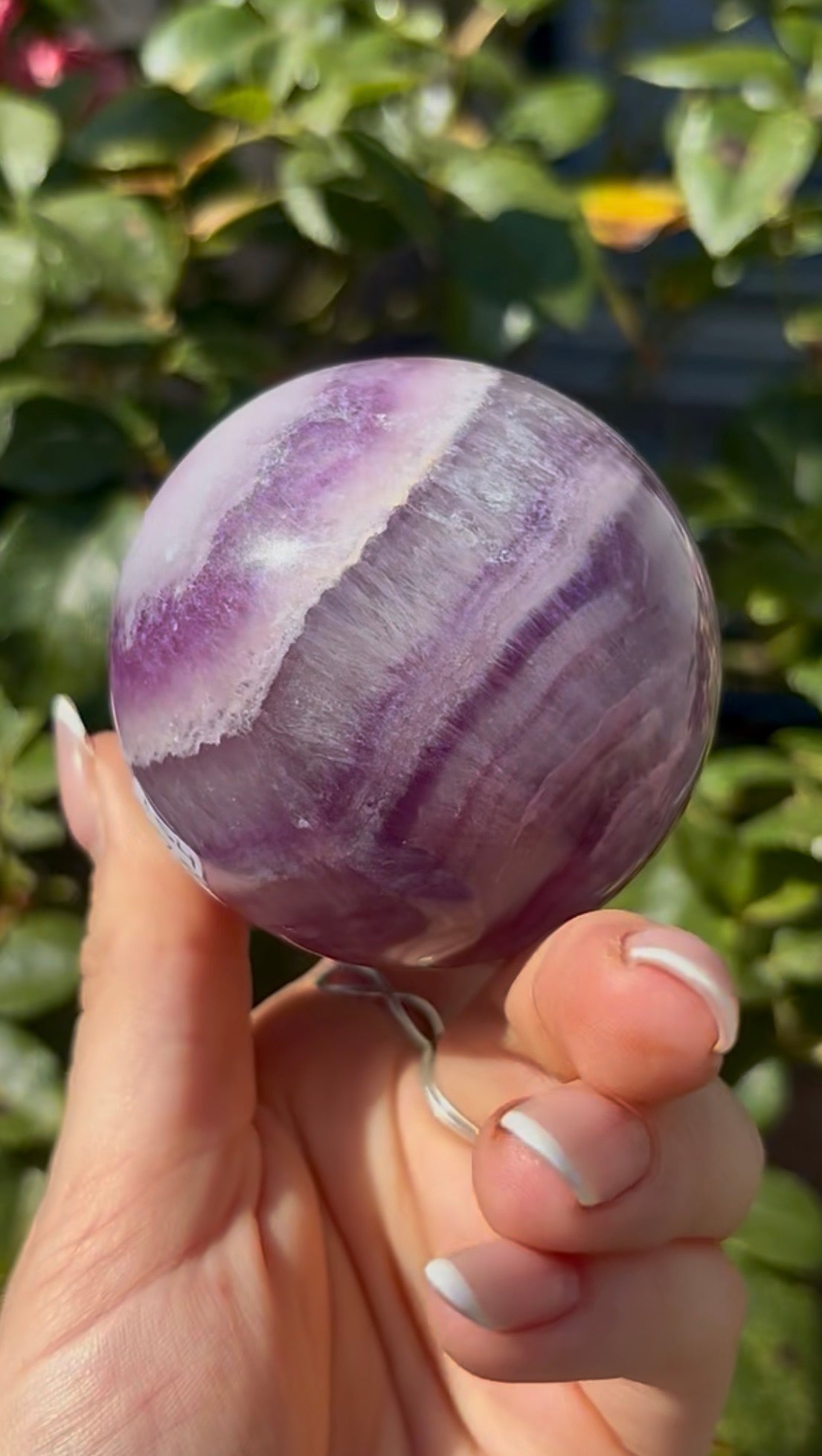 High grade, candy striped rainbow fluorite sphere - 6.3cm