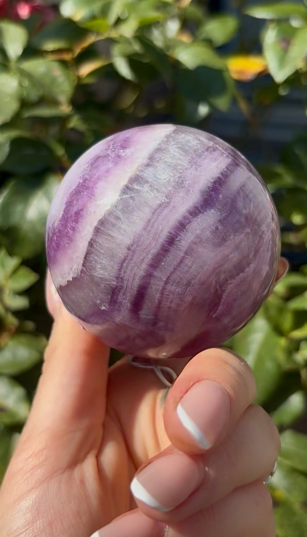 High grade, candy striped rainbow fluorite sphere - 6.3cm